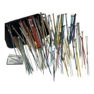 HUGE LOT OF VINTAGE KNITTING & CROCHET NEEDLES ALL SIZES 192 PIECES + Extras